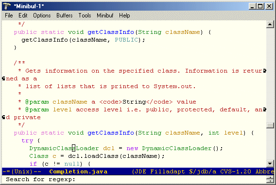 Screenshot showing the regular expression prompt.