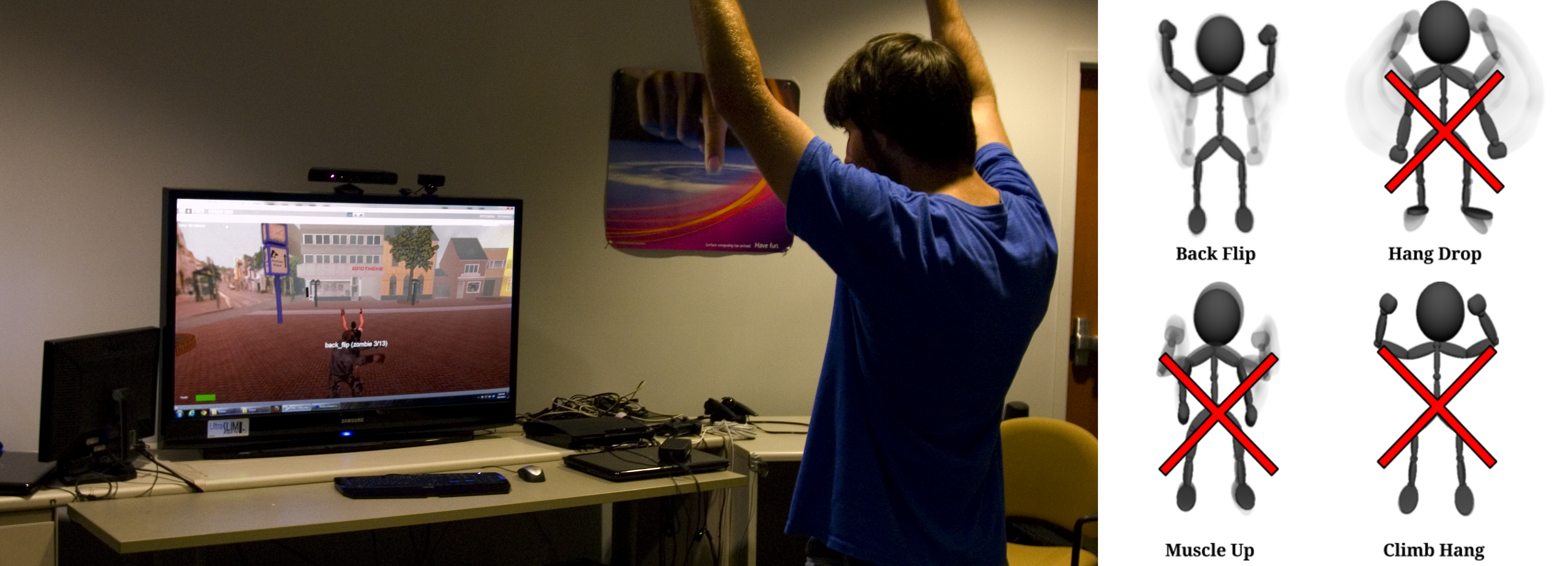 Surkorror, a parkour/zombie survival game using contextually aware gesture recognition.