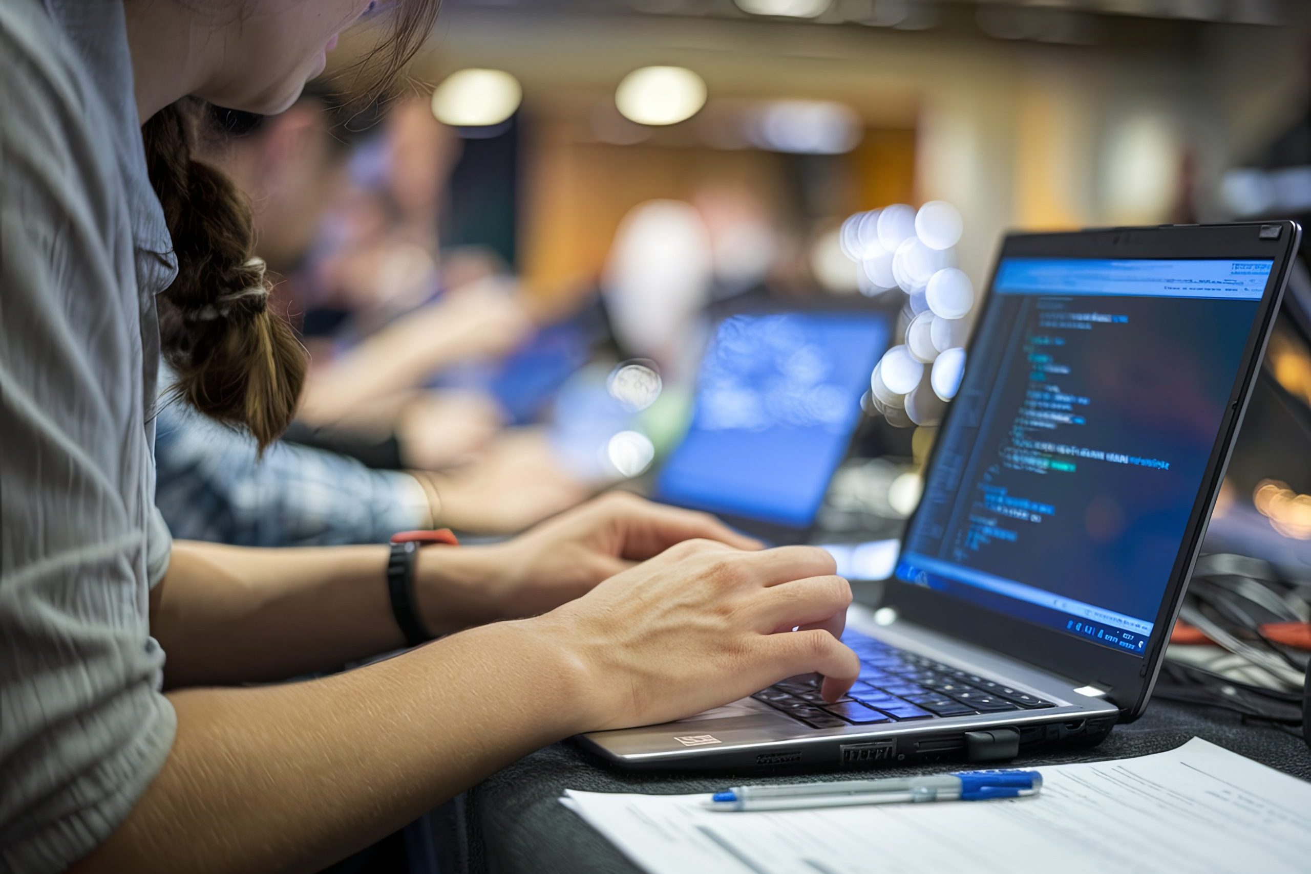 student on computer