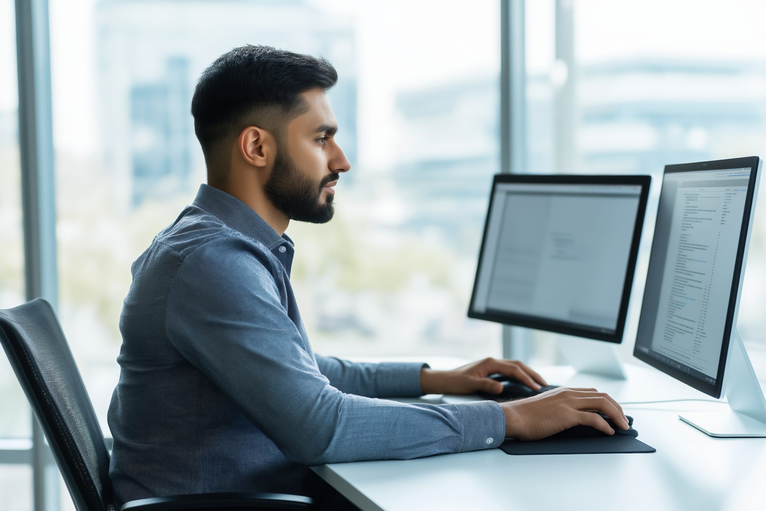 man behind a computer