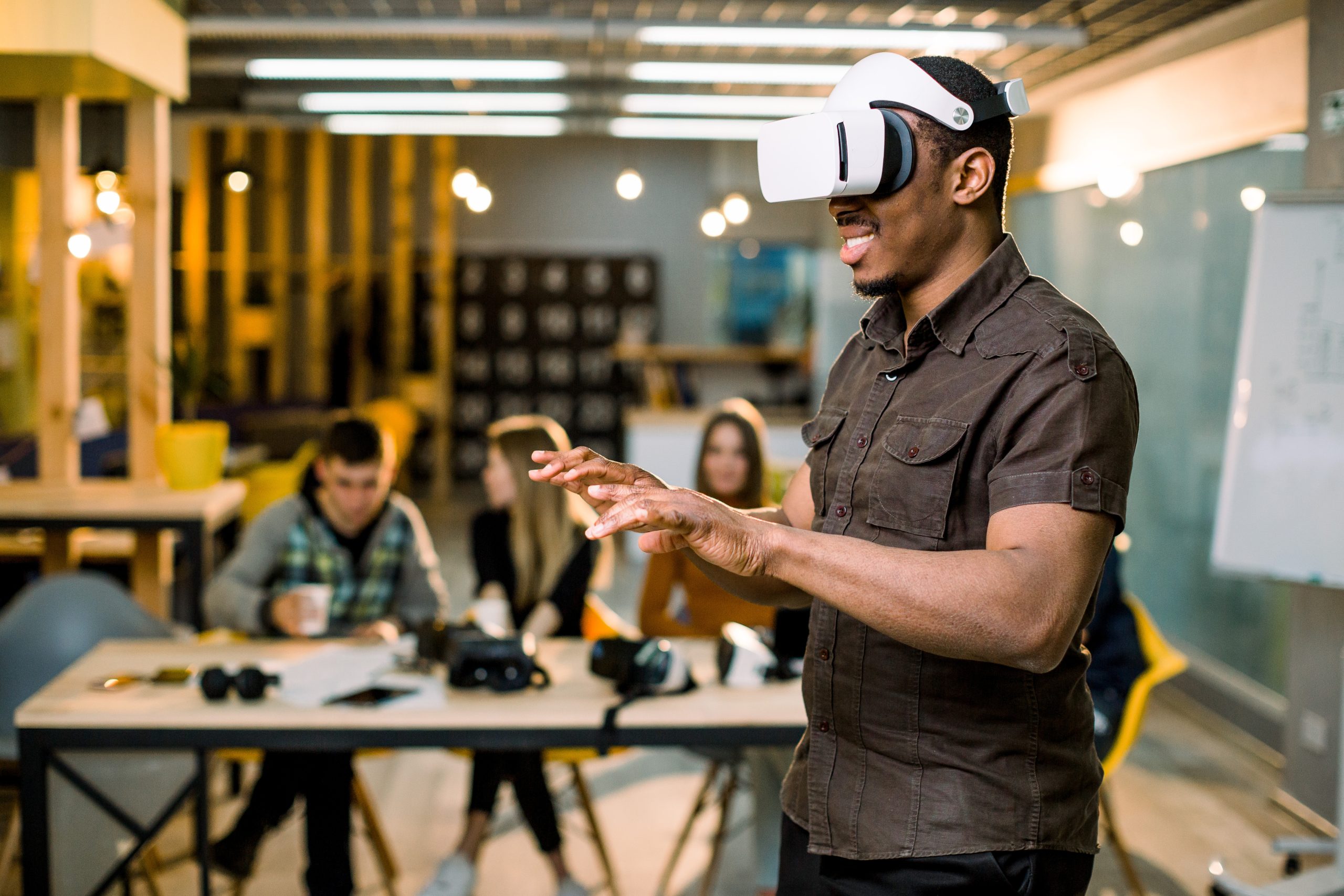 young man with VR headset on