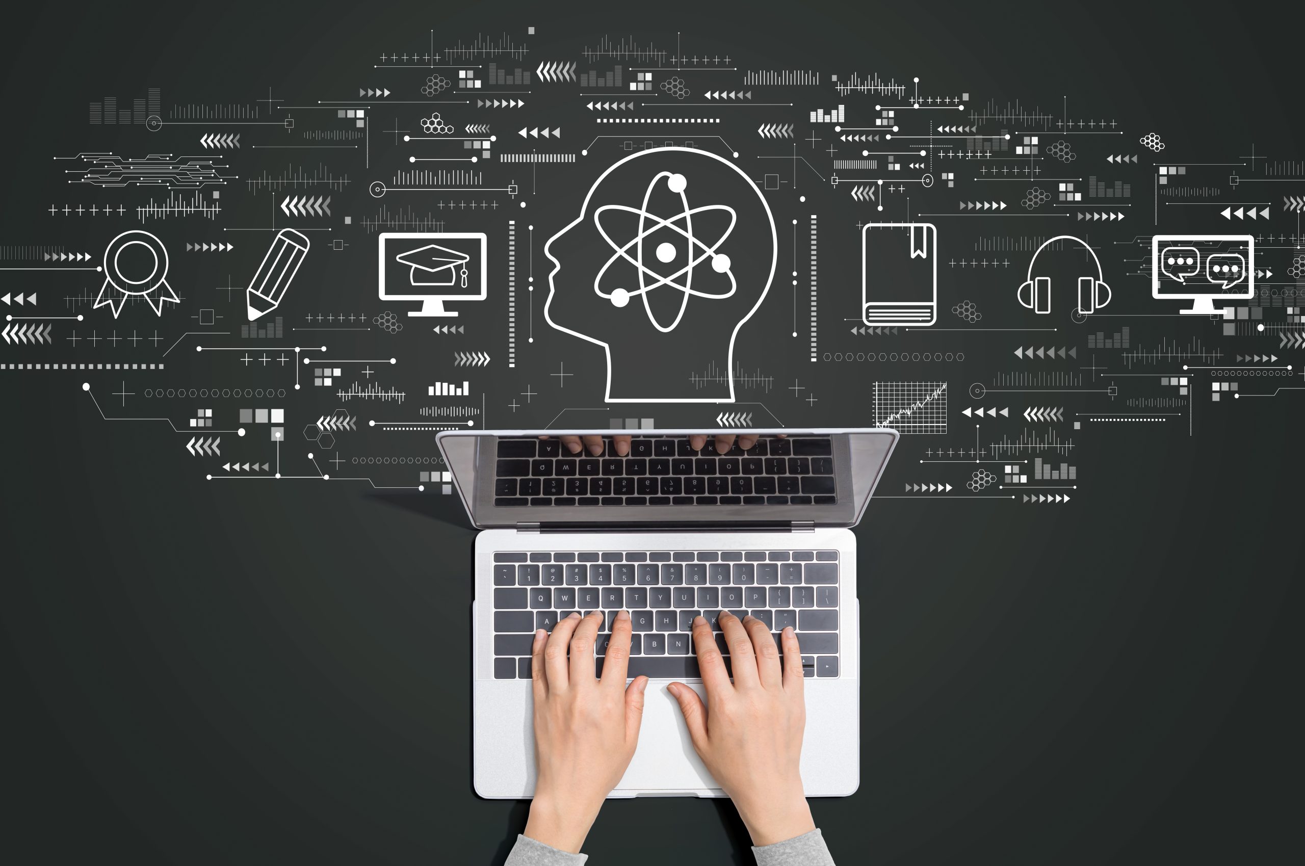 hands on a laptop keyboard