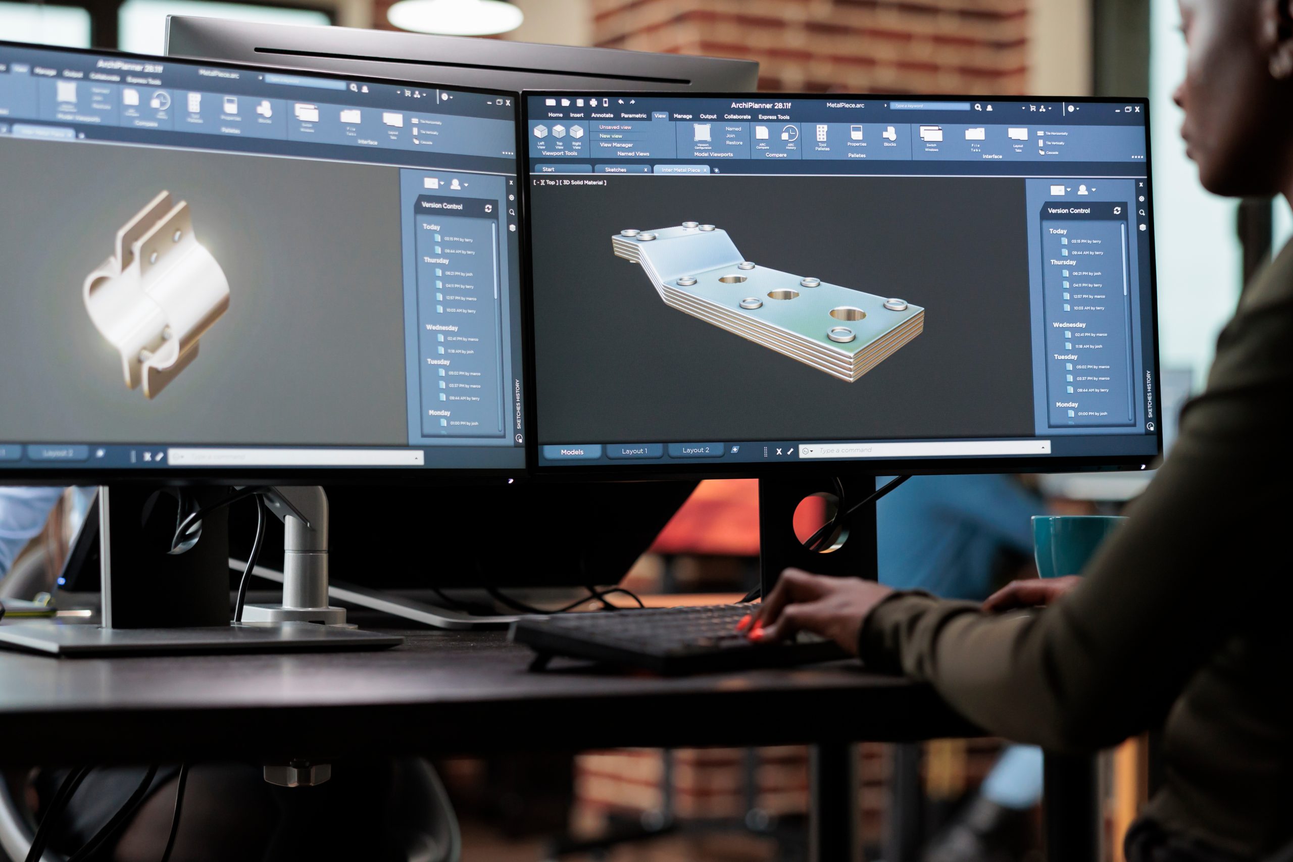 Person rendering 3d model on computer