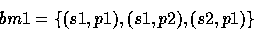 \begin{displaymath}
bm1 = \{ (s1, p1), (s1, p2), (s2, p1) \}\end{displaymath}